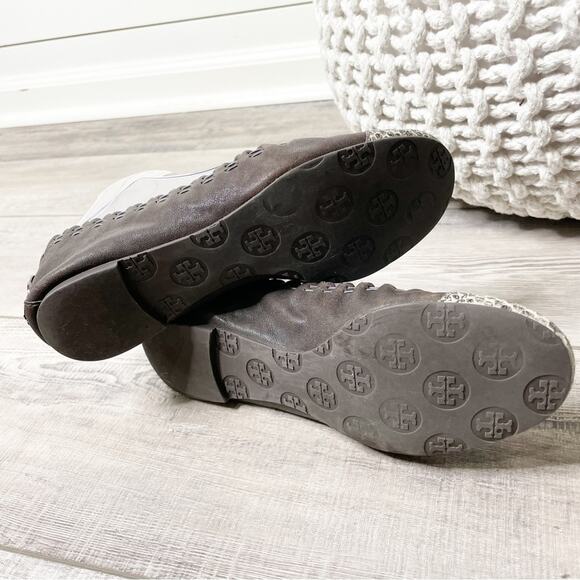 Tory Burch Abbey Cap Toe Scalloped Leather Ballet Flats Brown Snake Size 6M - Picture 7 of 7